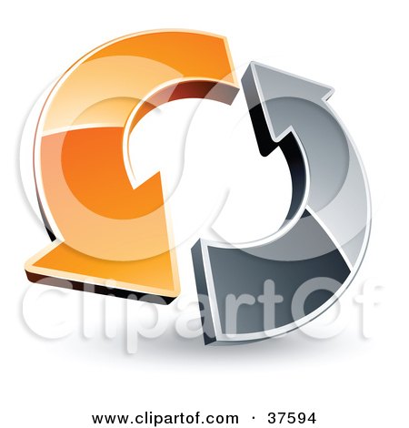 Clipart Illustration of a Pre-Made Logo Of An Orange And Chrome Arrow Circling by beboy