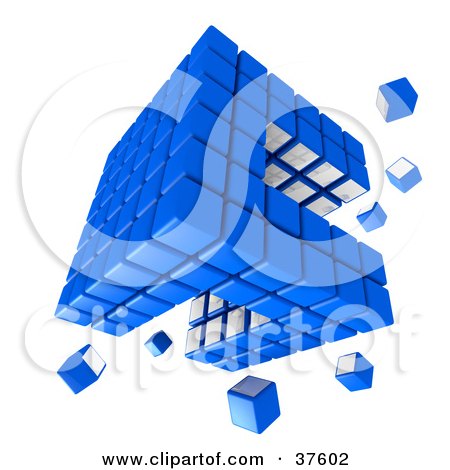 Clipart Illustration of Spare Pieces Floating Around A Blue And White Cubic Diagramatic Structure by Tonis Pan