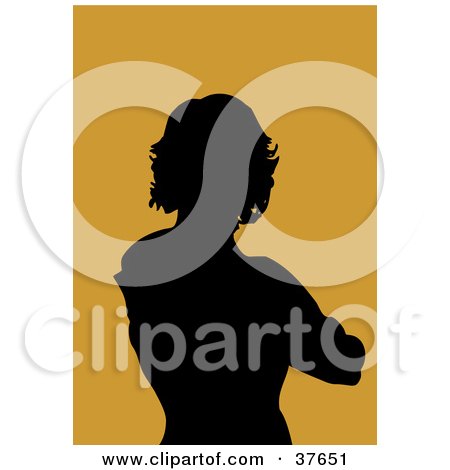 Clipart Illustration of a Black Silhouetted Female Avatar With An Orange Background by KJ Pargeter