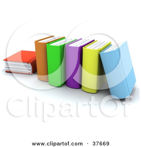 Clipart Illustration of Thick Colorful School Books by KJ Pargeter