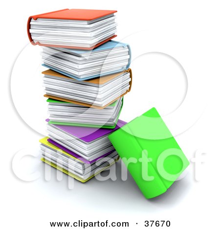 Clipart Illustration of Colorful Thick Text Books Stacked by KJ Pargeter