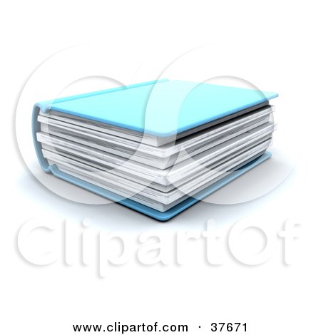 Clipart Illustration of a Thick Blue Text Book by KJ Pargeter