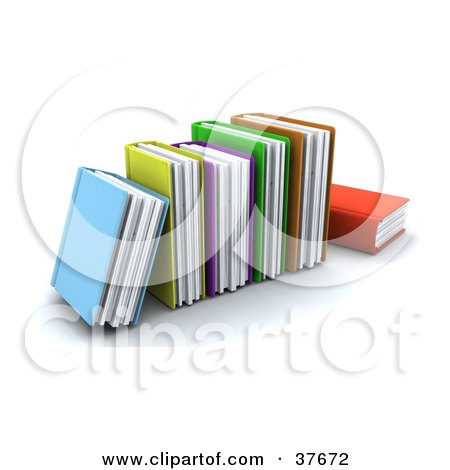 Clipart Illustration of a Row Of Colorful Thick Text Books by KJ Pargeter