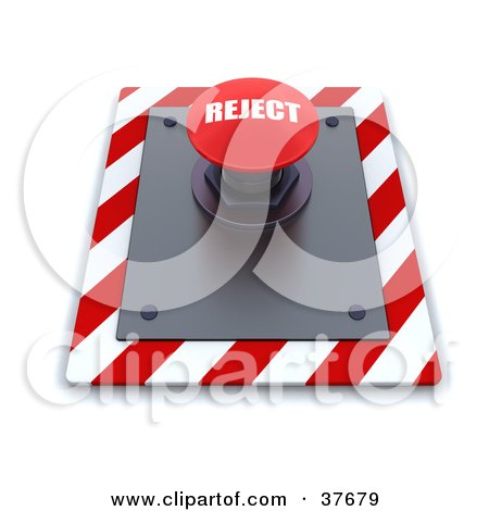 Clipart Illustration of a Red Reject Push Button On A Control Panel by KJ Pargeter