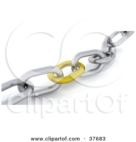 Clipart Illustration of a Yellow Link In A Strong Silver Chain by KJ Pargeter
