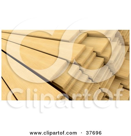 Clipart Illustration of a Wooden Planks in Stacks by KJ Pargeter