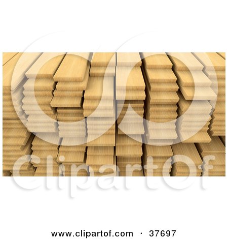 Clipart Illustration of a Background of Stacked Wood Planks by KJ Pargeter