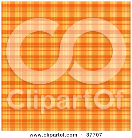 Clipart Illustration of an Orange Plaid Background by KJ Pargeter
