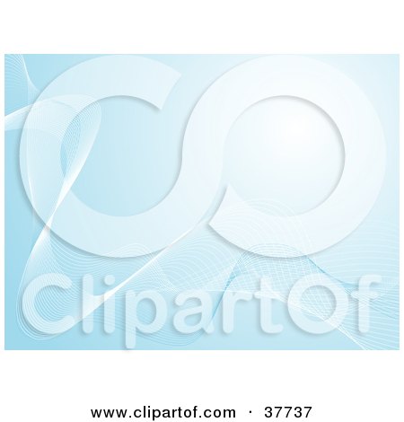 Clipart Illustration of a Blue Futuristic Background With Waves Of White Along The Left And Bottom by KJ Pargeter