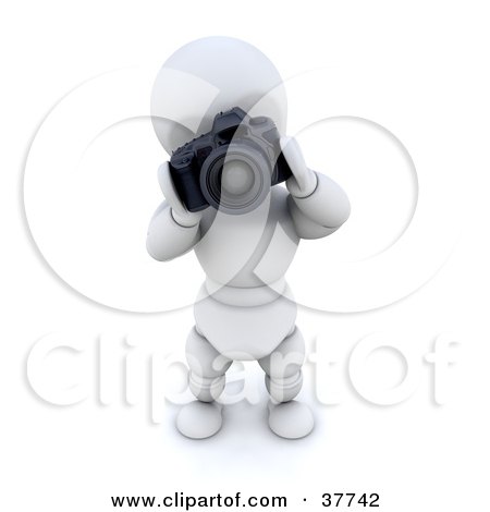 Clipart Illustration of a 3d White Character Photographer Operating A Professional Camera by KJ Pargeter