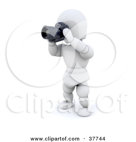 Clipart Illustration of a 3d White Character Photographer Holding a Camera by KJ Pargeter