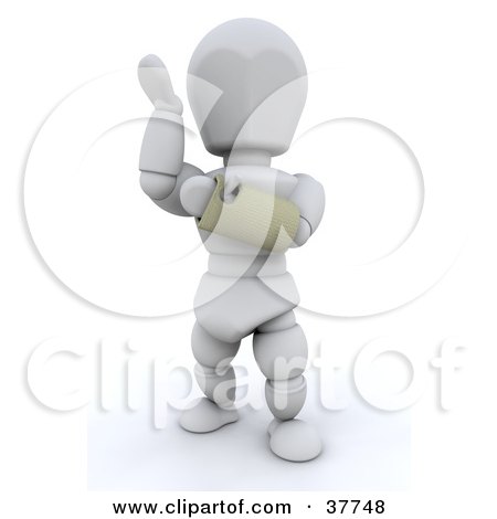 Clipart Illustration of a 3d White Character Wearing A Cast On A Broken Arm Or Wrist by KJ Pargeter