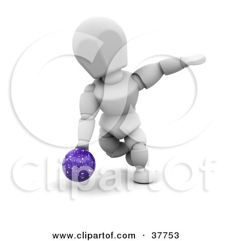 Clipart Illustration of a White Character Bending Down To Release A Bowling Ball by KJ Pargeter