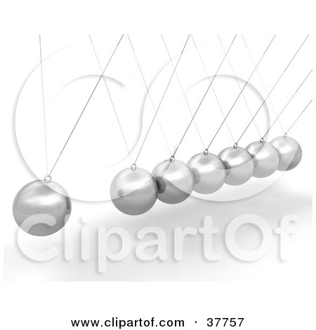 Clipart Illustration of a Silver Newton Swing With Balls On Chains by KJ Pargeter