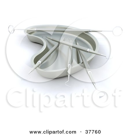 Clipart Illustration of a Tray And Dental Tools by KJ Pargeter