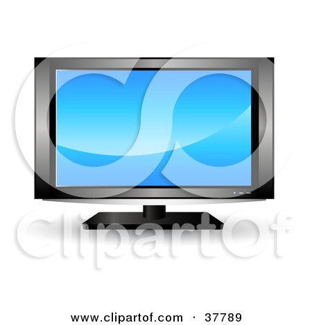 Clipart Illustration of a Blue Screensaver On A Generic LCD TV by KJ Pargeter