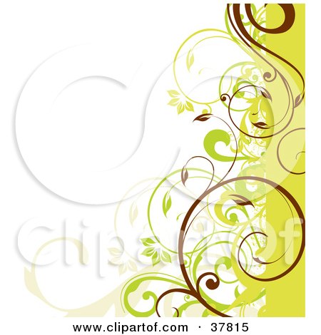 Clipart Illustration of a Green, Beige And Brown Curly Vined Edge by OnFocusMedia