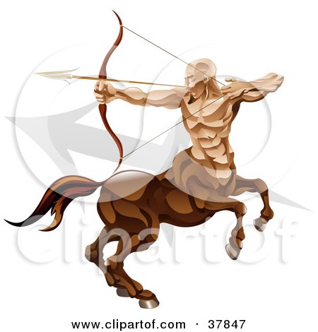 Clipart Illustration of Sagittarius The Archer Centaur With The Zodiac Symbol by AtStockIllustration