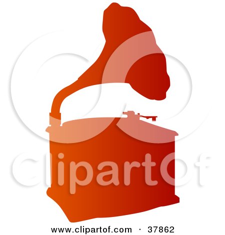 Clipart Illustration of a Gradient Orange Phonograph Silhouette by OnFocusMedia