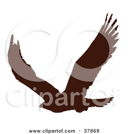 Clipart Illustration of a Dark Brown Eagle Silhouette by OnFocusMedia