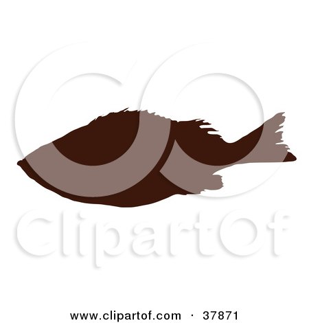 Clipart Illustration of a Dark Brown Fish Silhouette by OnFocusMedia