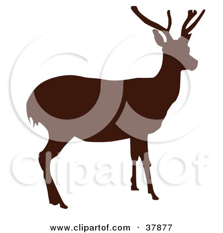 Clipart Illustration of a Dark Brown Deer Silhouette by OnFocusMedia