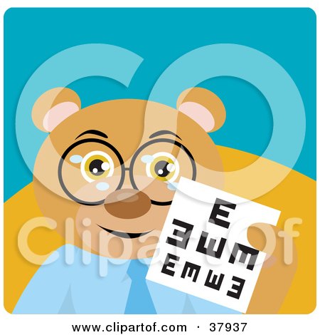 Clipart Illustration of an Eye Doctor Bear Holding an Eye Chart by Dennis Holmes Designs
