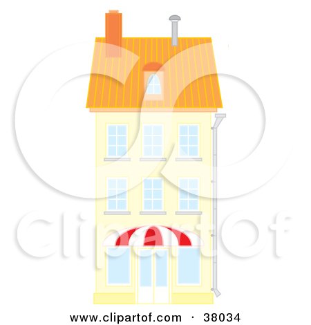 Clipart Illustration of a Pale Yellow Building With An Orange Roof by Alex Bannykh