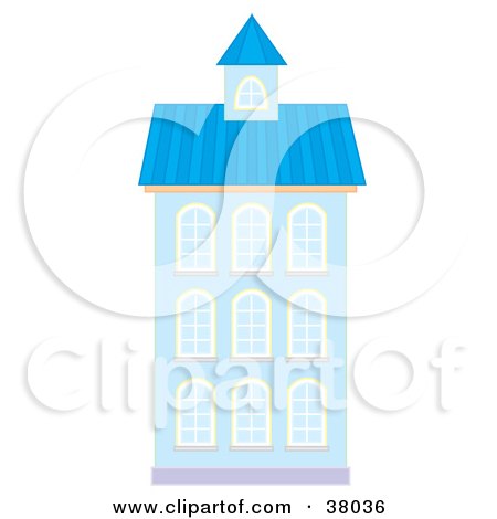 Clipart Illustration of a Blue Building With A Blue Roof by Alex Bannykh