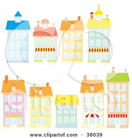 Clipart Illustration of Colorful Buildings by Alex Bannykh