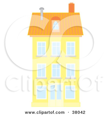 Clipart Illustration of a Yellow Building With An Orange Roof by Alex Bannykh