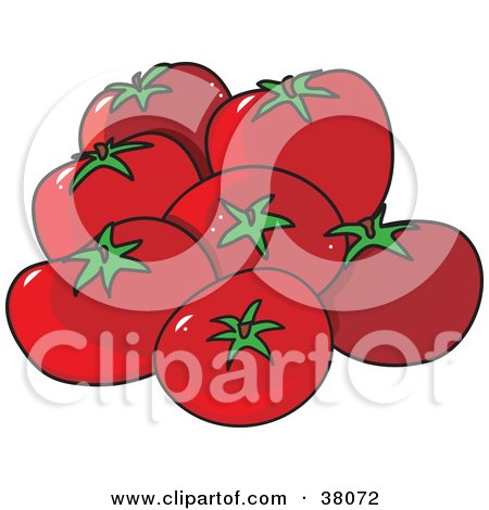 Clipart Illustration of Plump Red And Organic Tomatoes by Maria Bell