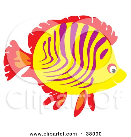 Clipart Illustration of a Red, Purple and Yellow Marine Fish by Alex Bannykh