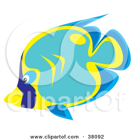 Clipart Illustration of a Blue, Teal And Yellow Fish by Alex Bannykh