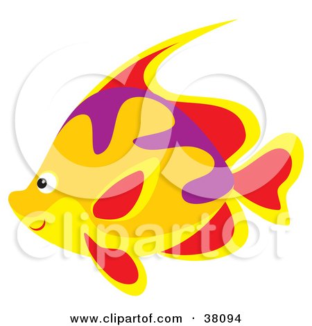 Clipart Illustration of a Yellow, Red, Purple And Orange Marine Fish by Alex Bannykh