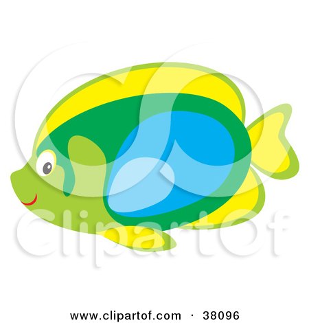 Clipart Illustration of a Yellow, Green And Blue Saltwater Fish by Alex Bannykh