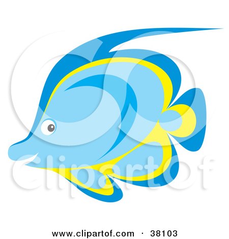 Clipart Illustration of a Blue And Yellow Marine Fish by Alex Bannykh