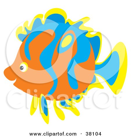 Clipart Illustration of a Yellow, Blue And Orange Saltwater Fish by Alex Bannykh