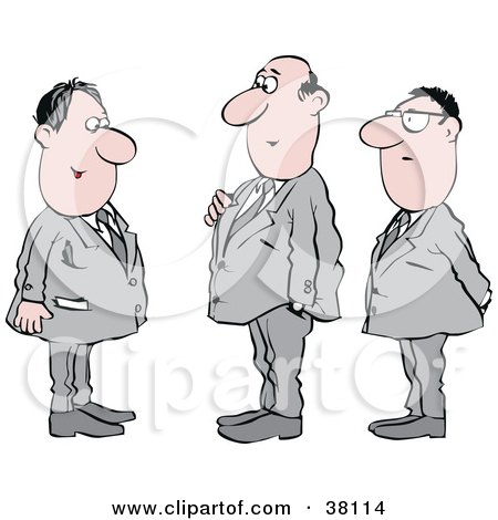 Clipart Illustration of Three Corporate Men In Suits, Standing And Talking by Alex Bannykh
