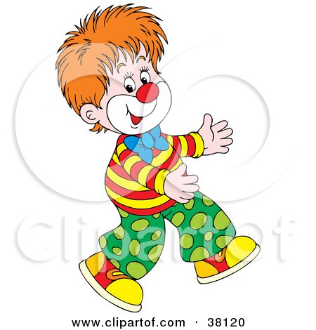 Clipart Illustration of a Young Clown Walking by Alex Bannykh