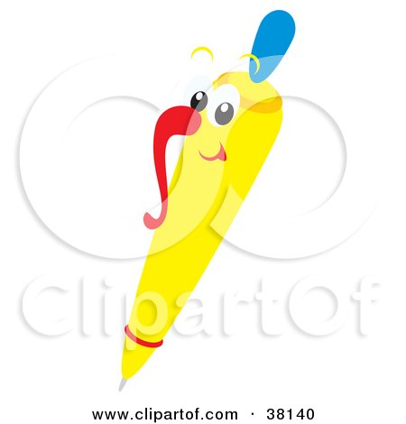 Clipart Illustration of a Yellow Pen Character by Alex Bannykh