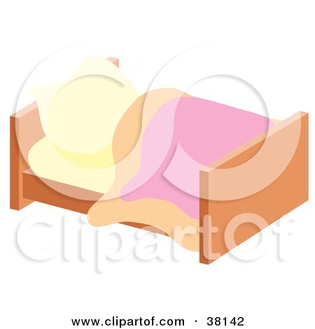Clipart Illustration of a Bed With A Fluffy Pillow And Blanket by Alex Bannykh