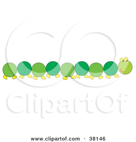 Clipart Illustration of a Long, Green Caterpillar by Alex Bannykh