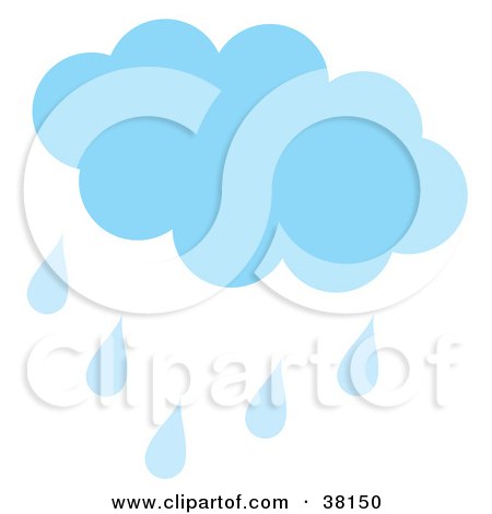 Clipart Illustration of a Blue Cloud Casting Showers On A Spring Day, On A White Background by Alex Bannykh