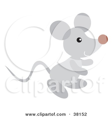 Clipart Illustration of a Happy Gray Mouse by Alex Bannykh