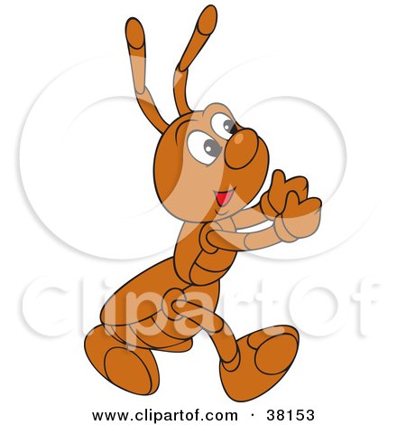 Clipart Illustration of a Running Brown Ant by Alex Bannykh