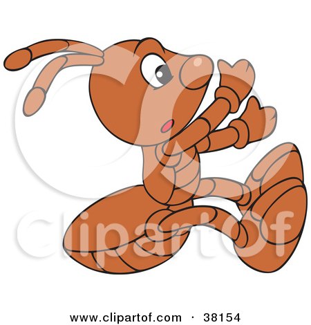 Clipart Illustration of a Climbing Brown Ant by Alex Bannykh