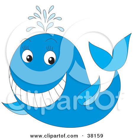 Clipart Illustration of a Spouting Smiling Whale by Alex Bannykh