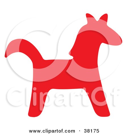 Clipart Illustration of a Red Silhouetted Horse by Alex Bannykh
