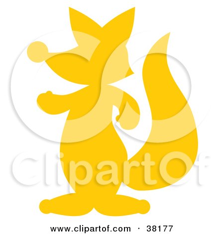 Clipart Illustration of a Yellow Silhouetted Fox by Alex Bannykh